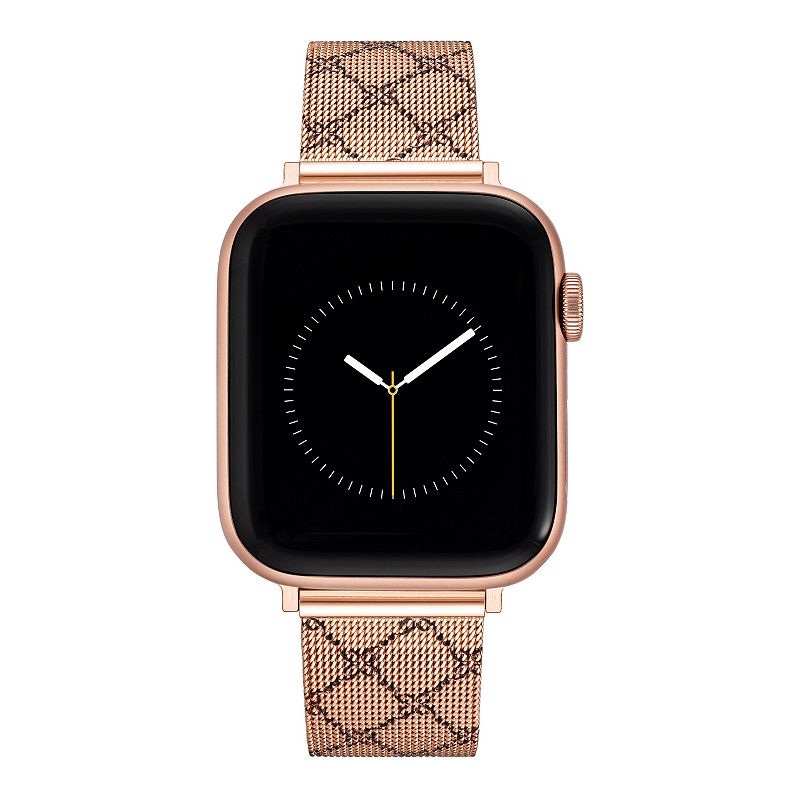 Nine West Women's Patterned Stainless Steel Mesh Band designed for Apple Watch®, Size: Small, Pink