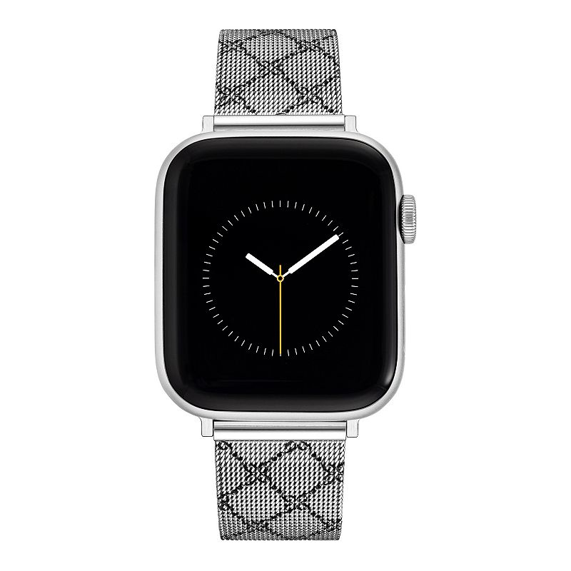 Nine West Women's Patterned Stainless Steel Mesh Band designed for Apple Watch®, Size: Small, Silver