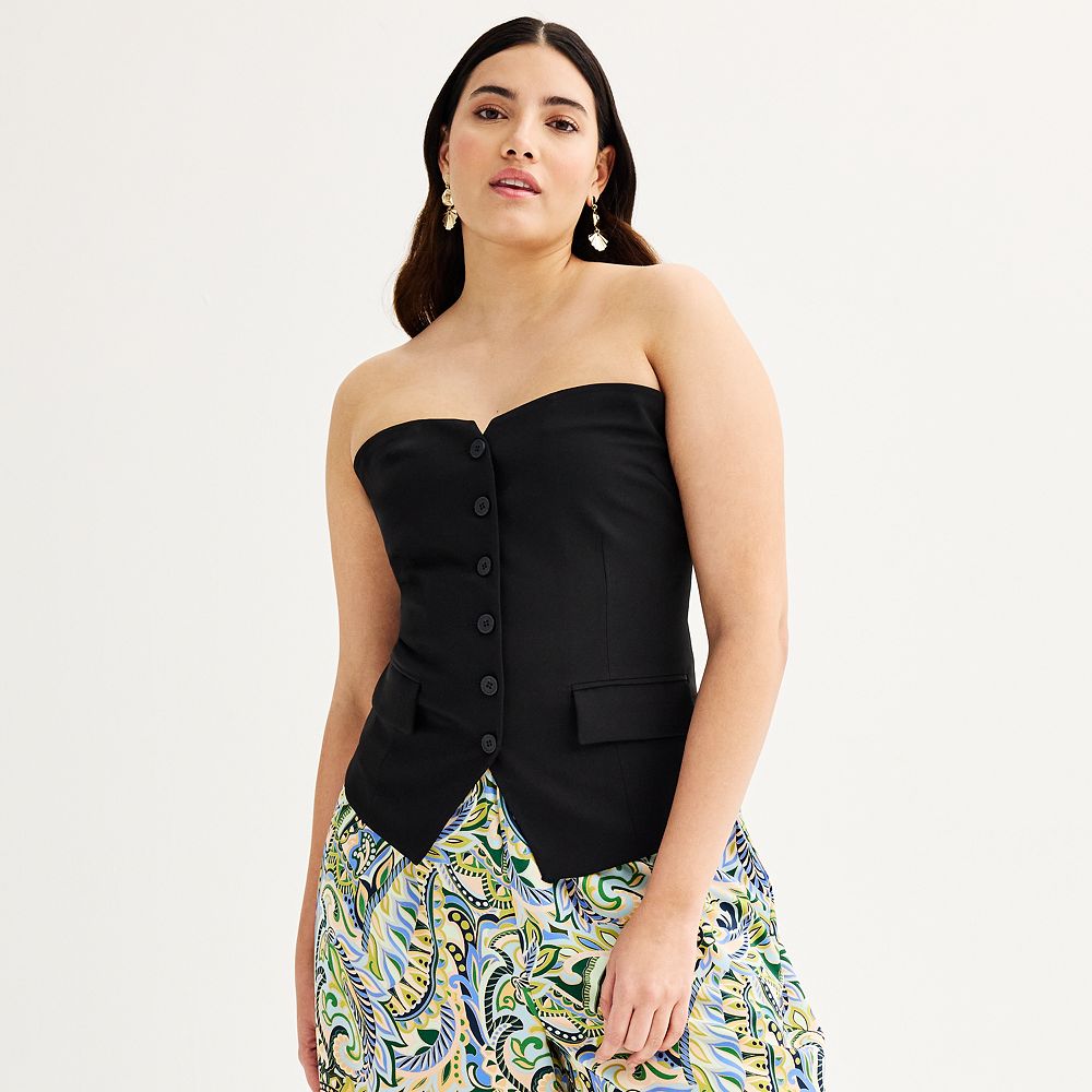 Button-Down Soft Vest (Black) main image 1