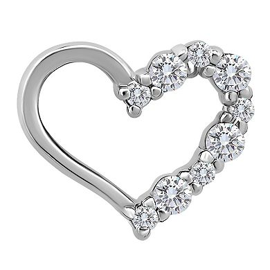 Aleure Precioso Sterling Silver Pave Cubic Zirconia Open Heart Stud Earrings