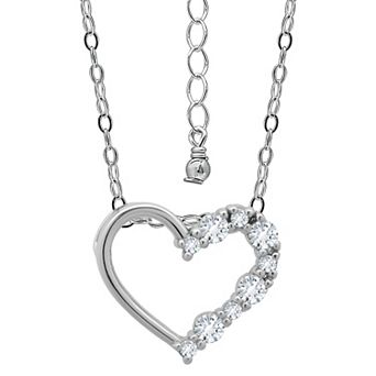 Aleure Precioso Sterling Silver Cubic Zirconia Open Heart Pendant Necklace