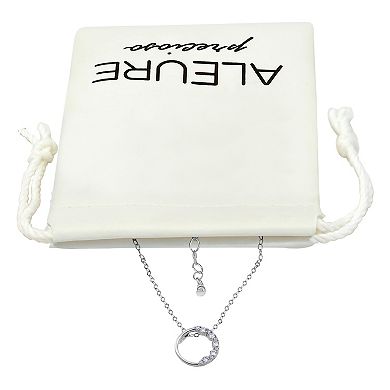 Aleure Precioso Sterling Silver Cubic Zirconia Open Circle Pendant Necklace