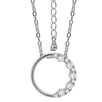 Aleure Precioso Sterling Silver Cubic Zirconia Open Circle Pendant Necklace