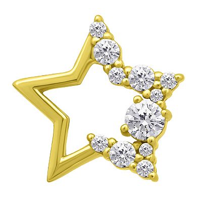 Aleure Precioso Sterling Silver Pave Cubic Zirconia Open Star Stud Earrings