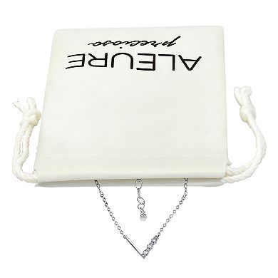 Aleure Precioso Sterling Silver Cubic Zirconia "V" Necklace