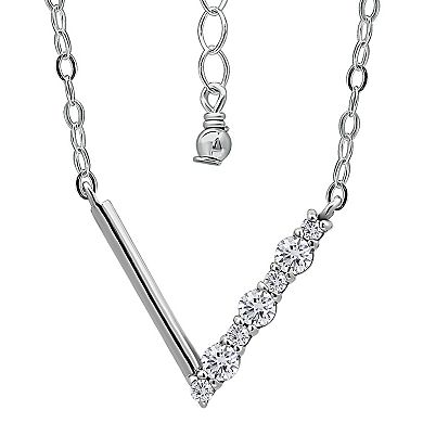 Aleure Precioso Sterling Silver Cubic Zirconia "V" Necklace