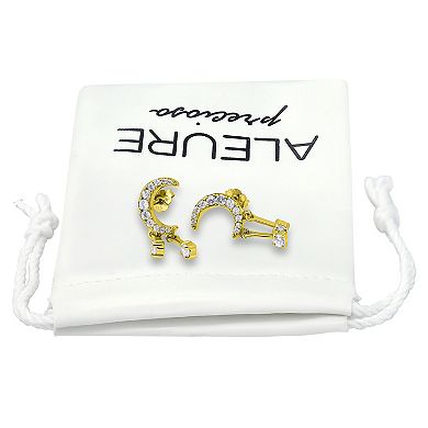 Aleure Precioso Sterling Silver Cubic Zirconia Moon & Drops Drop Earrings