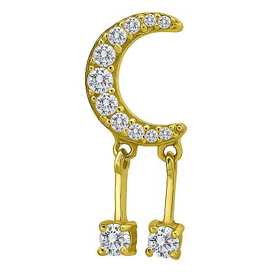 Aleure Precioso Sterling Silver Cubic Zirconia Moon & Drops Drop Earrings