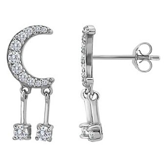 Aleure Precioso Sterling Silver Cubic Zirconia Moon & Drops Drop Earrings