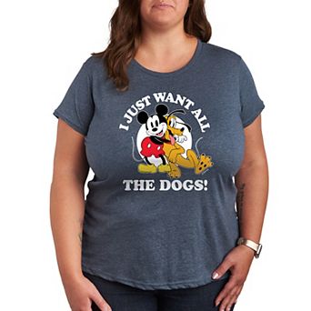 Disney's Mickey Mouse & Pluto Plus Just Want All Dogs Graphic Tee