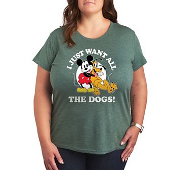 Disney's Mickey Mouse & Pluto Plus Just Want All Dogs Graphic Tee