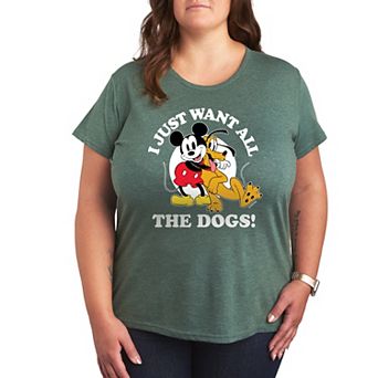Disney's Mickey Mouse & Pluto Plus Just Want All Dogs Graphic Tee