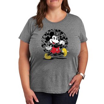 Disney's Mickey Mouse Plus Glitch Pattern Graphic Tee