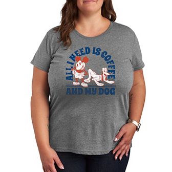 Disney's Mickey Mouse & Pluto Plus Need Coffee And My Dog Graphic Tee
