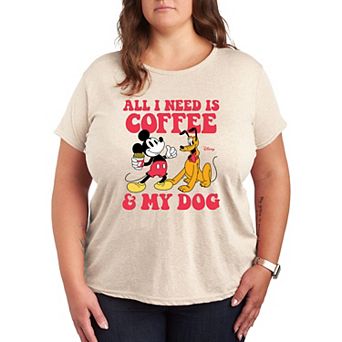 Disney's Mickey Mouse & Pluto Plus Coffee And My Dog Graphic Tee