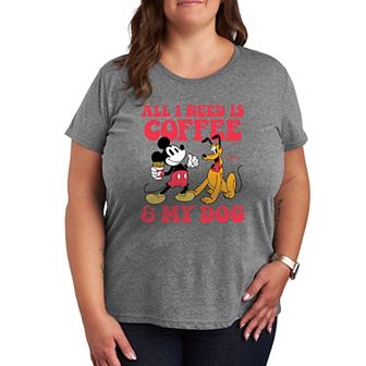 Disney's Mickey Mouse & Pluto Plus Coffee And My Dog Graphic Tee