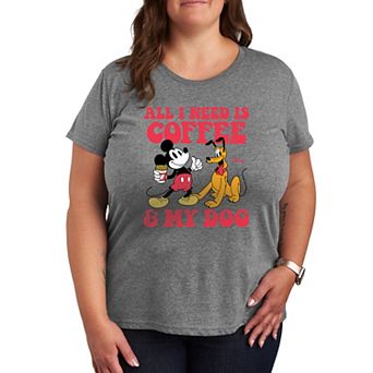 Disney's Mickey Mouse & Pluto Plus Coffee And My Dog Graphic Tee