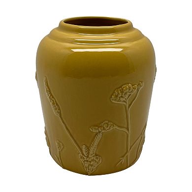 Everyday Decor Floral Embossed Ceramic Vase Table Decor