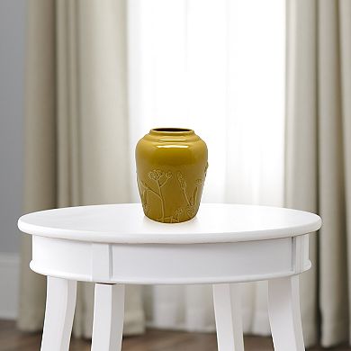 Everyday Decor Floral Embossed Ceramic Vase Table Decor