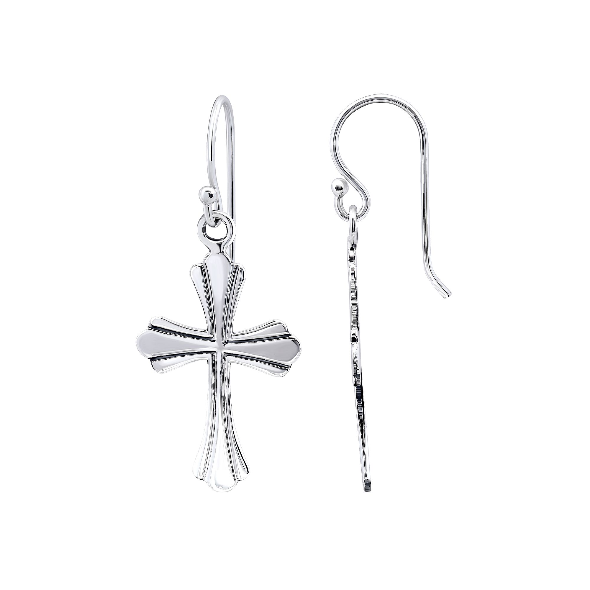 Aleure Precioso 18k Gold Over Silver Polished Cross Drop Earrings, Womens,