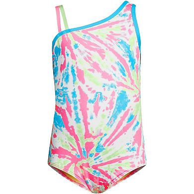 Girls 4-16 Lands' End Chlorine Resistant One Shoulder Cut Out One Piece Swimsuit