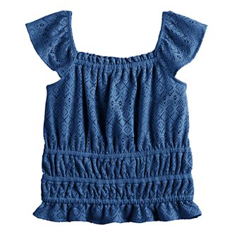 Girls 6-20 SO® Flutter Sleeve Crochet Top