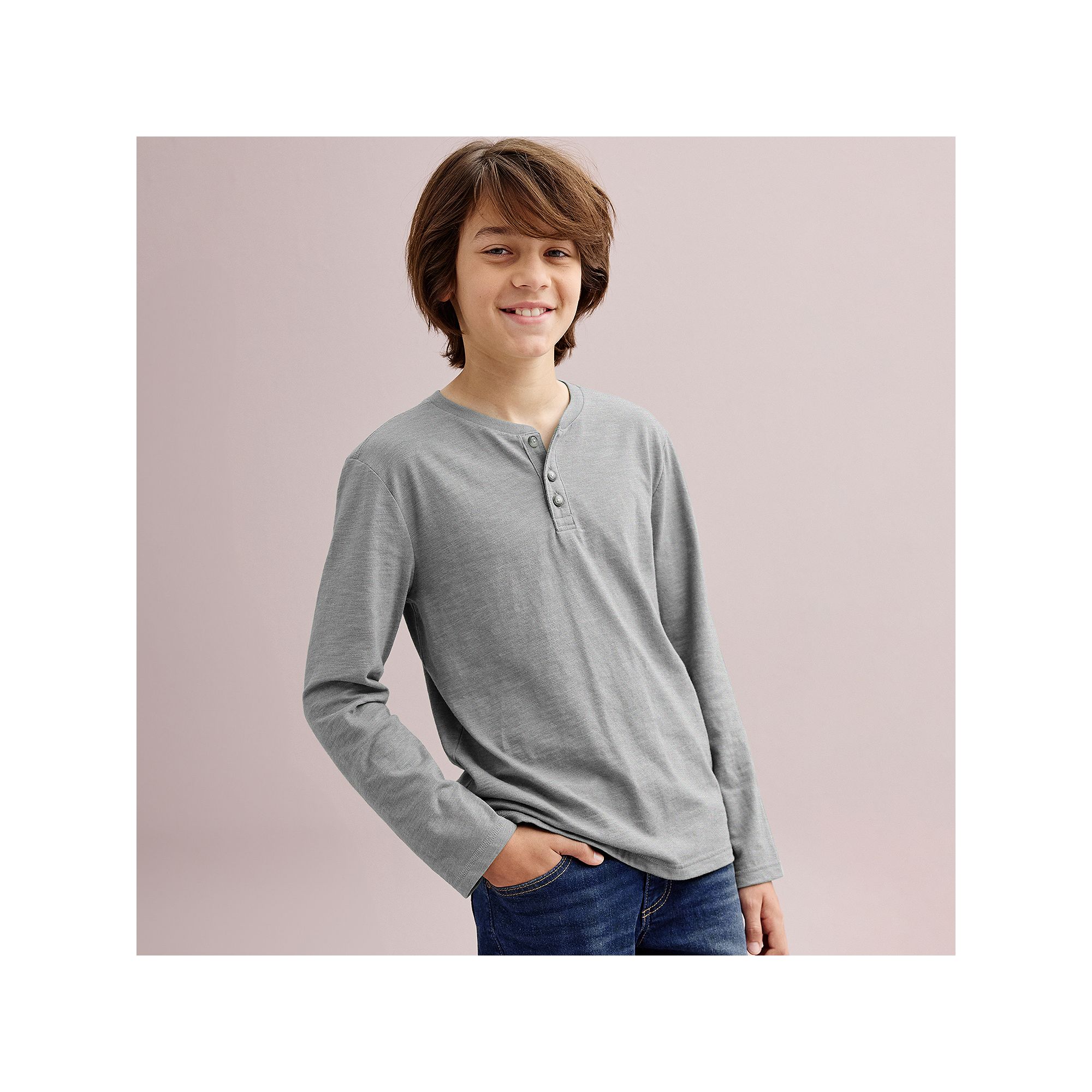 Boys 8-20 Sonoma Goods For Life® Supersoft Long Sleeve Henley Tee in Regul