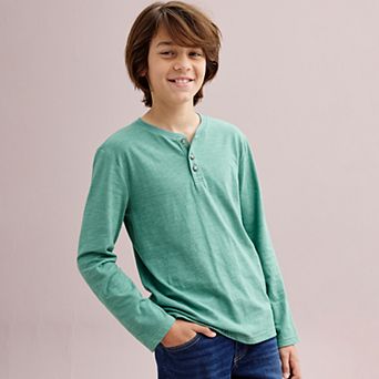 Boys 8-20 Sonoma Goods For Life® Supersoft Long Sleeve Henley Tee in Regular and Husky