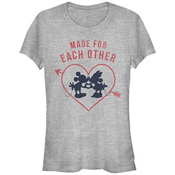 Disney's Mickey Mouse And Minnie Made For Each Other Juniors' Graphic Tee