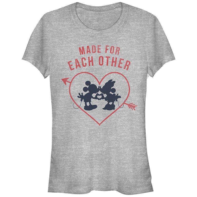 Disney's Mickey Mouse And Minnie Made For Each Other Juniors' Graphic Tee, Girl's, 