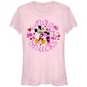 Disney's Mickey Mouse And Minnie Kiss Juniors' Graphic Tee
