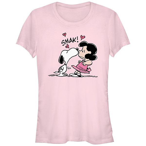 Juniors' Peanuts Snoopy Kisses Lucy Graphic Tee