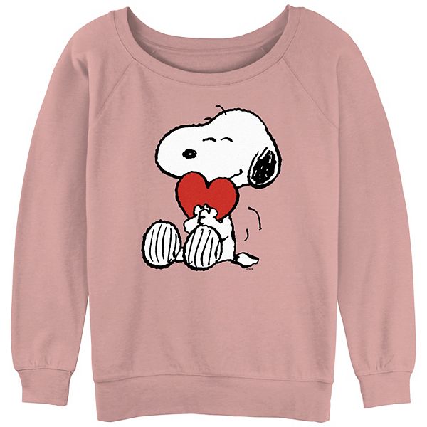 Juniors' Peanuts Snoopy Heart Card Graphic Slouchy Terry