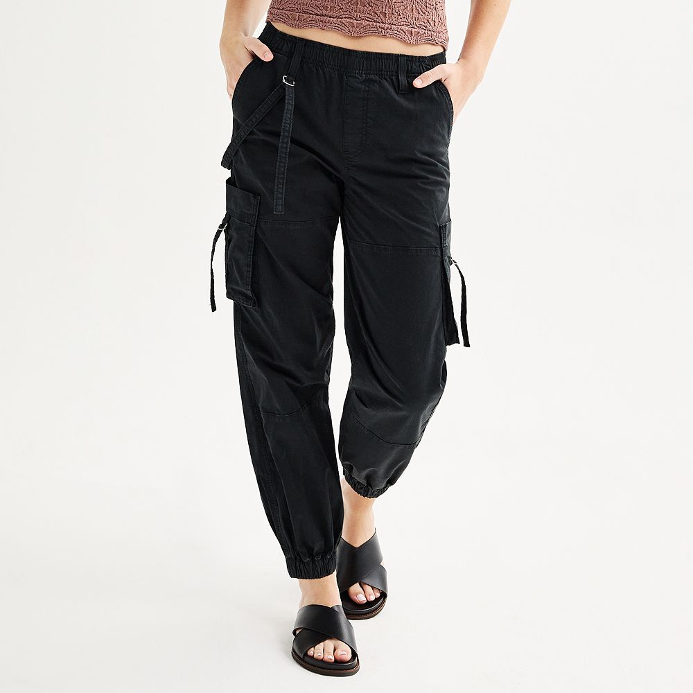 Juniors' SO® High Rise Strap Cargo Joggers