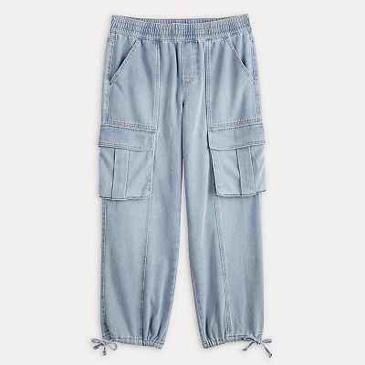 │Odd Studio│ Salt Washing Cargo Wide Parachute Denim Pants