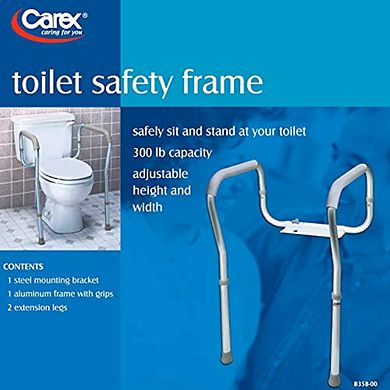 Carex Toilet Safety Rails - Toilet Safety Frame For Elderly, Handicap, or Disabled