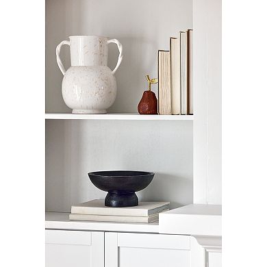 Everyday Decor Black Finish Pedestal Decorative Bowl Table Decor