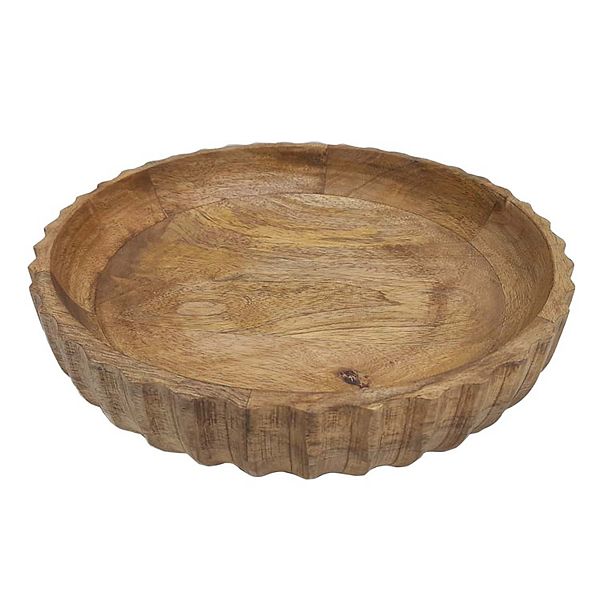 Fluted Design Wood Decorative Bowl - Multi