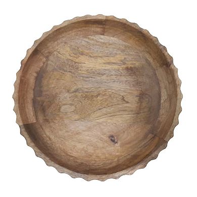 Everyday Decor Fluted Design Wood Decorative Bowl