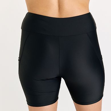 Women's Mid-thigh Swim Shorts With Pockets
