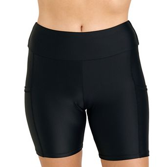Women's Mid-thigh Swim Shorts With Pockets