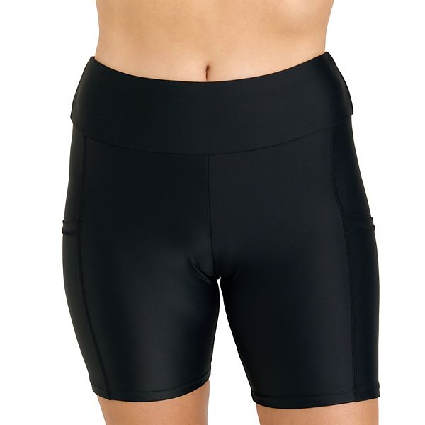 Women's Midthigh Swim Shorts With Pockets