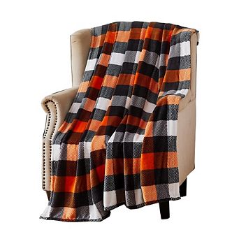 Harvest Candy Corn Plaid Printed Premium Flannel Throw Blanket