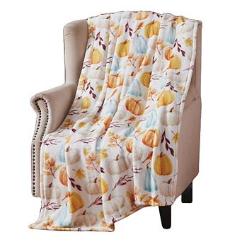 Harvest Pastel Pumpkins Printed Premium Flannel Throw Blanket