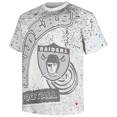 Men's Mitchell & Ness White Las Vegas Raiders Big & Tall Allover Print T-Shirt