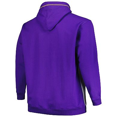Men's Fanatics Branded Purple/Heather Gray Los Angeles Lakers Big & Tall Contrast Pieced Stitched Full-Zip Hoodie