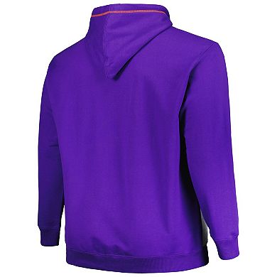 Men's Fanatics Branded Purple/Heather Gray Phoenix Suns Big & Tall Contrast Pieced Stitched Full-Zip Hoodie
