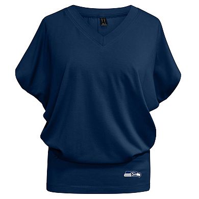 Women's Kiya Tomlin Navy Seattle Seahawks Blousy V-Neck T-Shirt