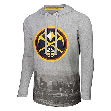 Men's Stadium Essentials Heather Gray Denver Nuggets Atrium Raglan Long Sleeve Hoodie T-Shirt