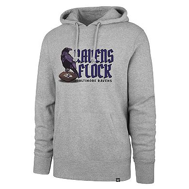 Men's '47 Gray Baltimore Ravens Regional Headline Pullover Hoodie